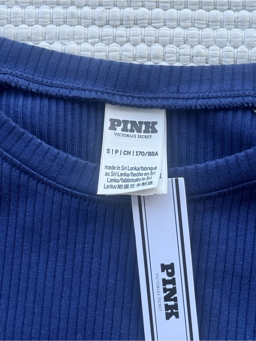 PINK Victoria’s Secret Ribbed Blue Midi Bodycon Dress Side Slit NWT Small - Picture 6 of 11